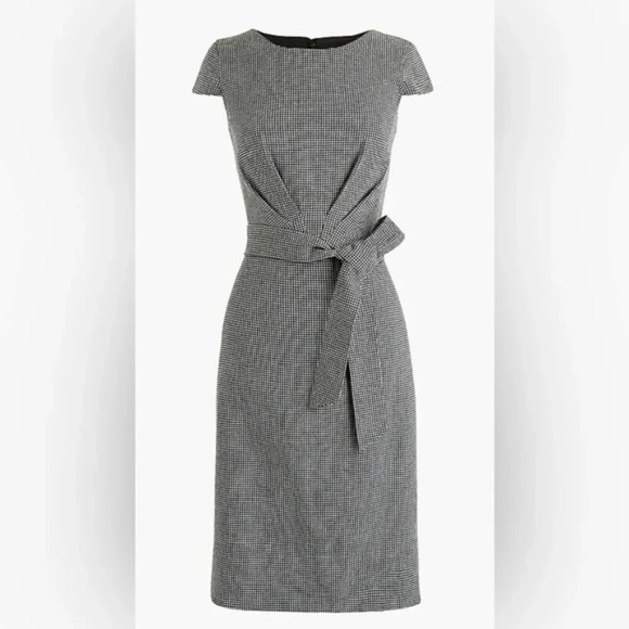J. Crew Tie-front dress in mini-houndstooth | Sz 12 - Picture 9 of 9